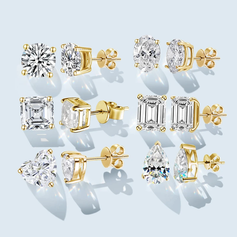 Lab Created Diamond Stud Gold Earrings
